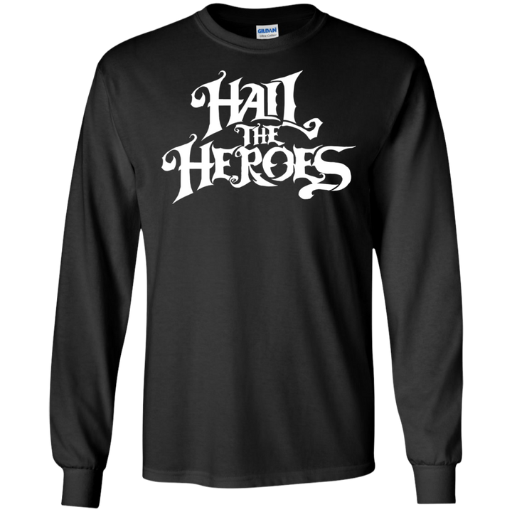 Hail the Heroes Stacked White LS T-Shirt