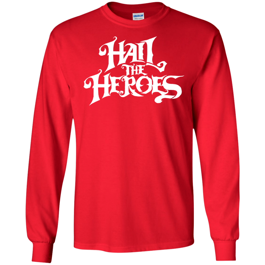 Hail the Heroes Stacked White LS T-Shirt