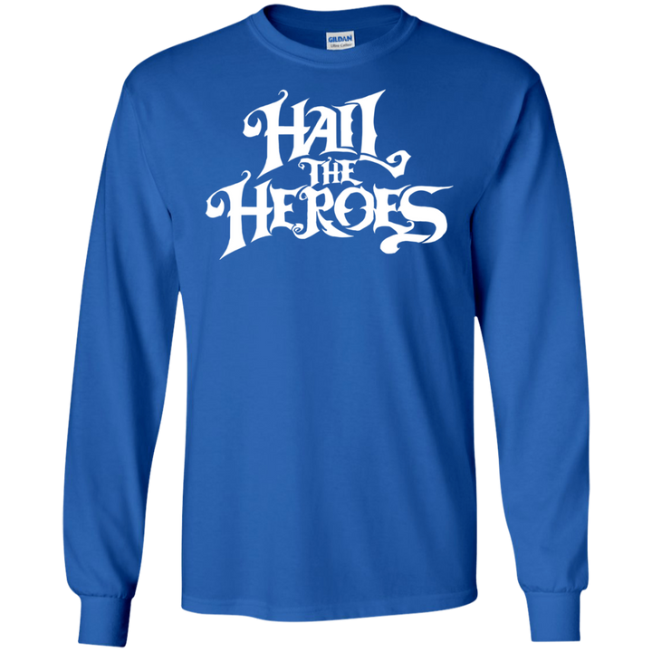 Hail the Heroes Stacked White LS T-Shirt