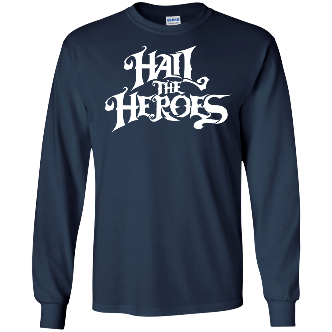 Hail the Heroes Stacked White LS T-Shirt