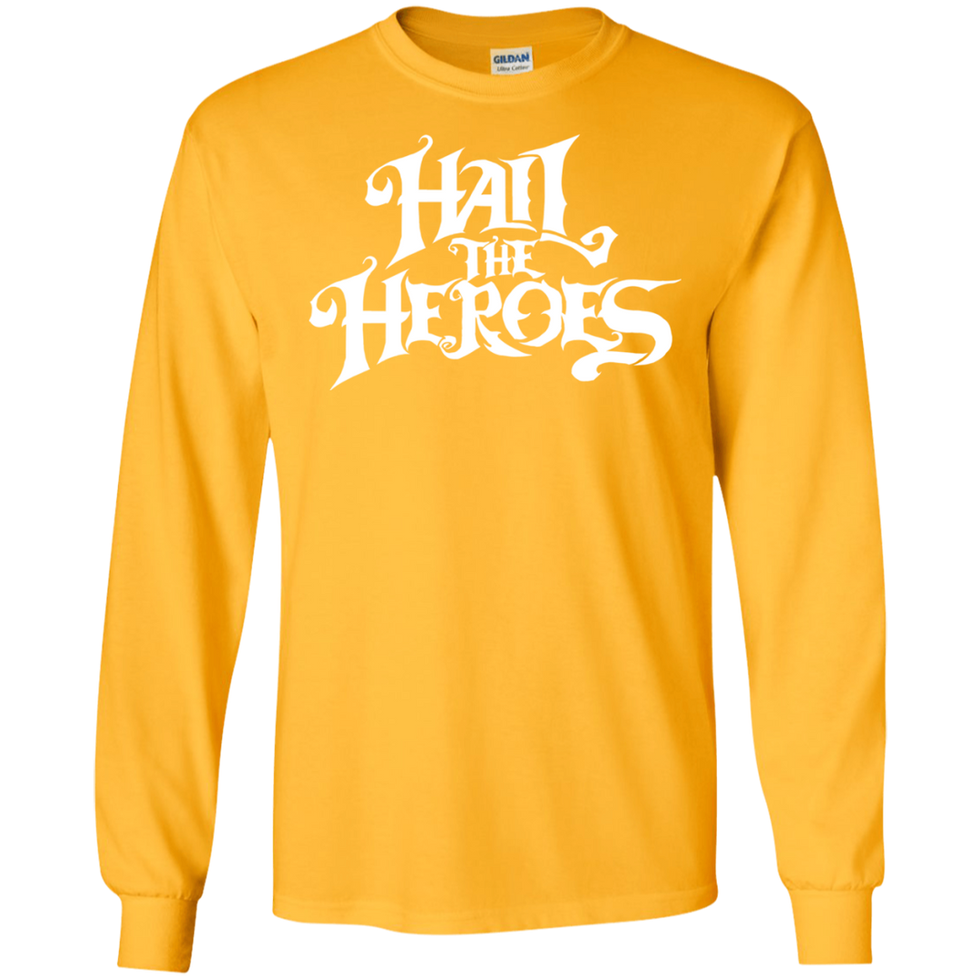 Hail the Heroes Stacked White LS T-Shirt