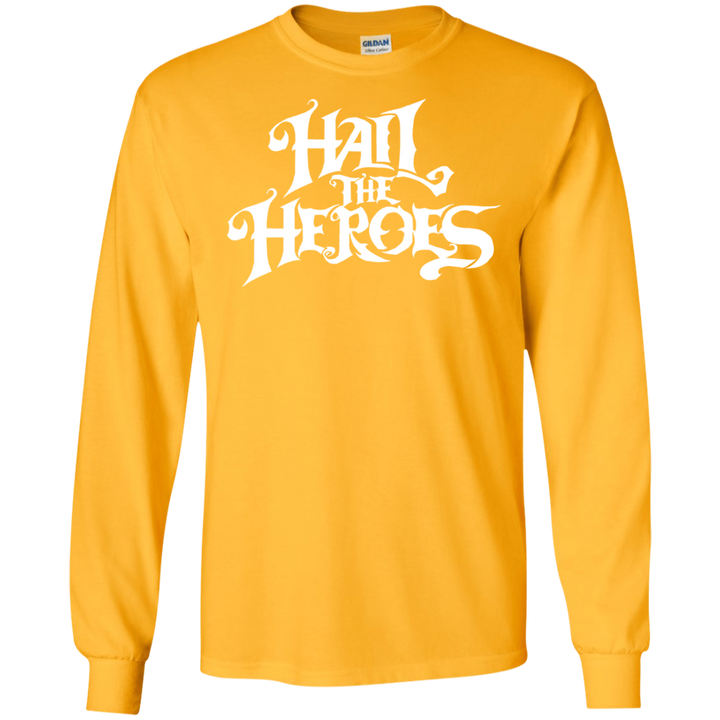 Hail the Heroes Stacked White LS T-Shirt