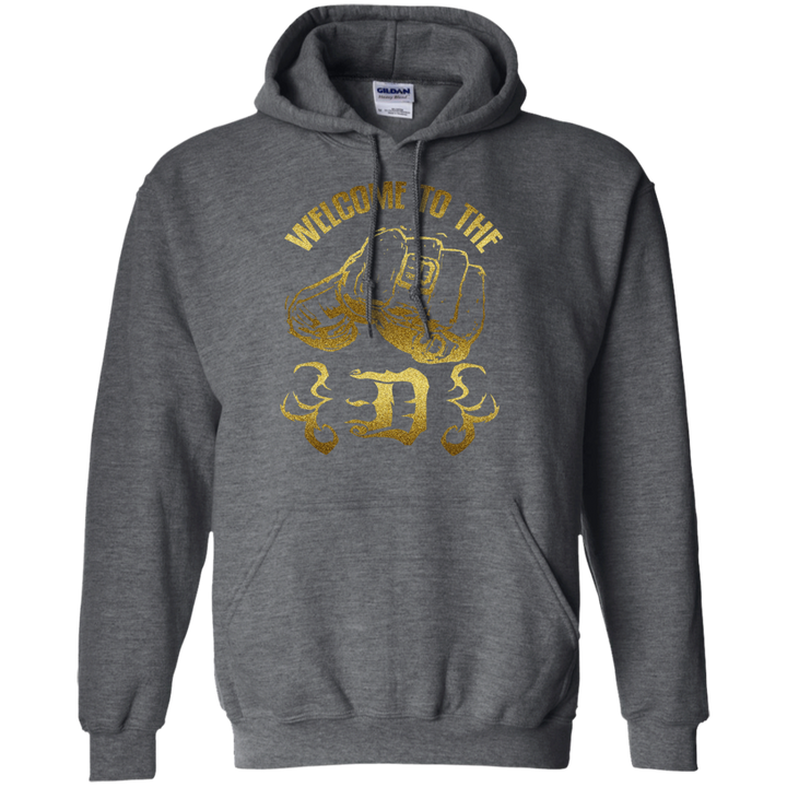 Welcome to the D Fist Flames Gold Hoodie