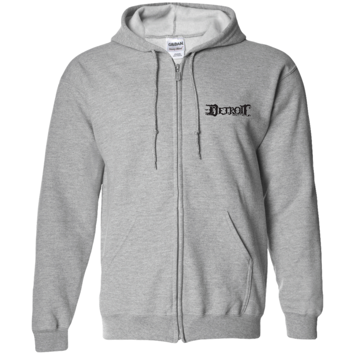 Detroit Note D Black Logo Zip Up Hooded Sweatshirt