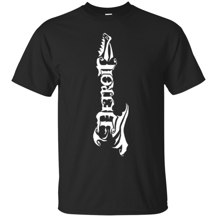 Guitar Detroit White Vertical T-Shirt