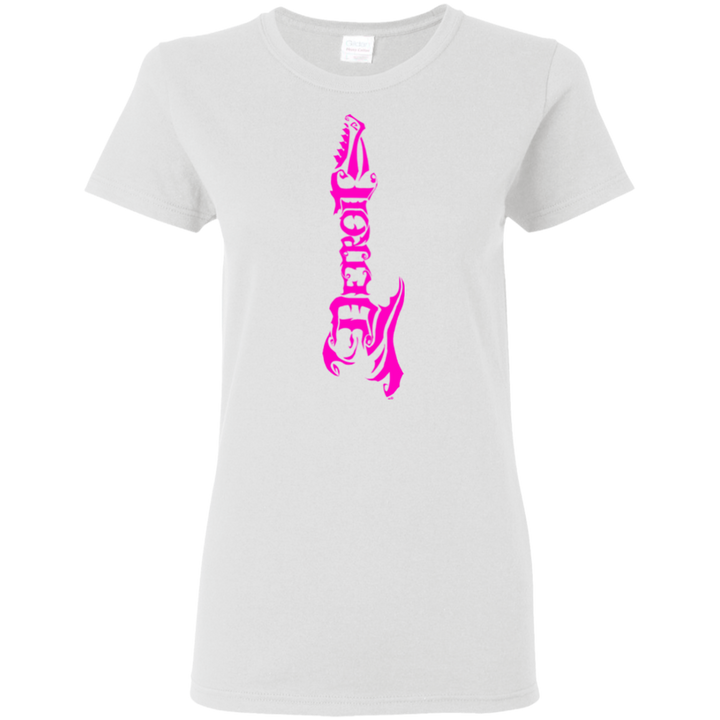 Guitar Detroit Pink Vertical Ladies T-Shirt